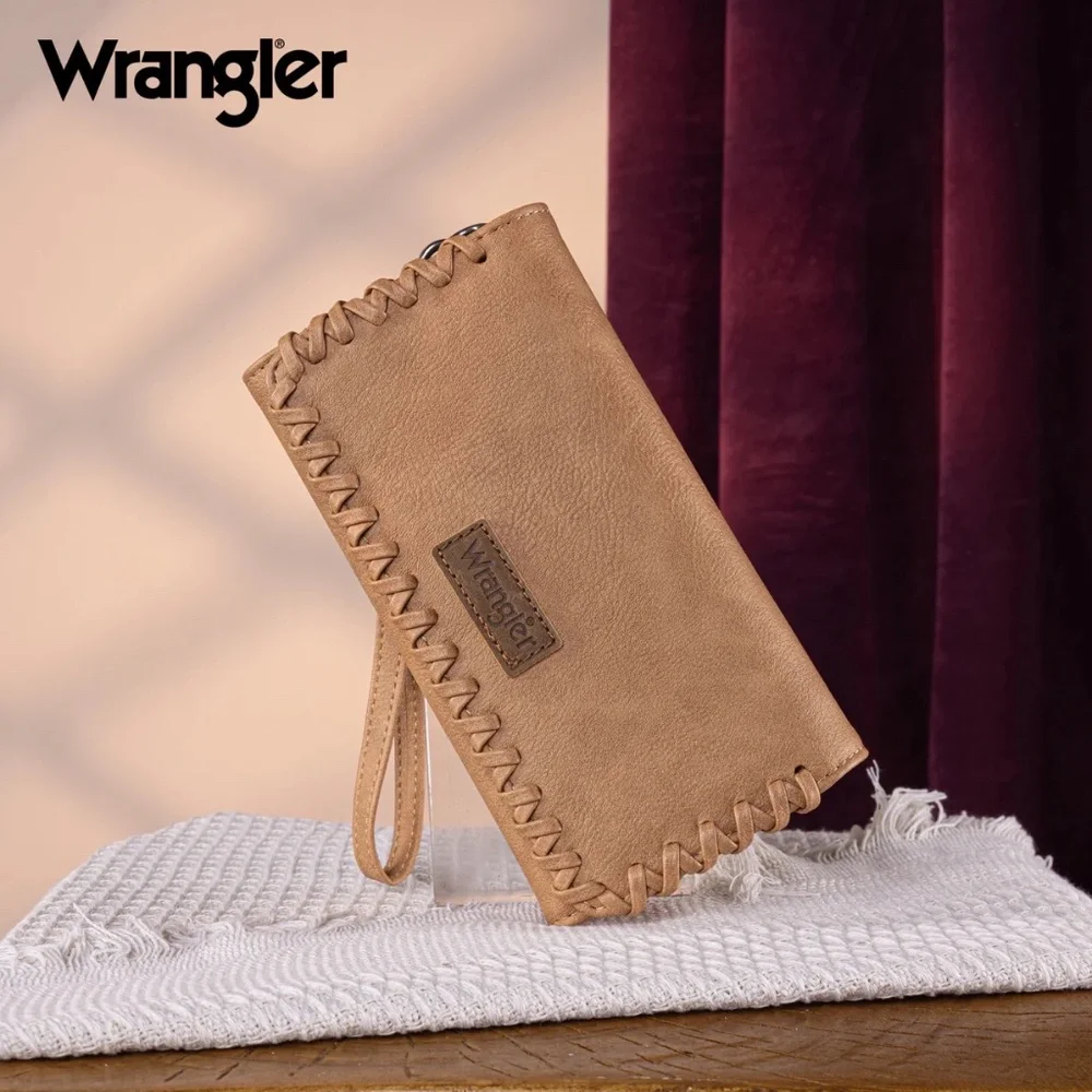 Wrangler Whipstitch Wristlet Wallet Light Brown